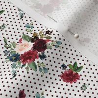 4" Rustic Boho Florals - Burgundy Polka Dots