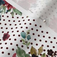 8" Rustic Boho Florals - Burgundy Polka Dots