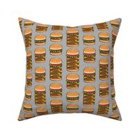 I love hamburgers - cookout fabric - grey