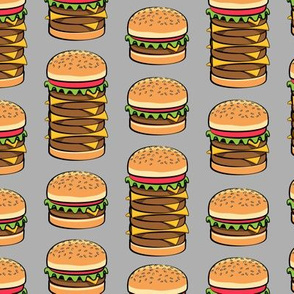 I love hamburgers - cookout fabric - grey
