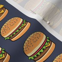 I love hamburgers - cookout fabric -adventure blue