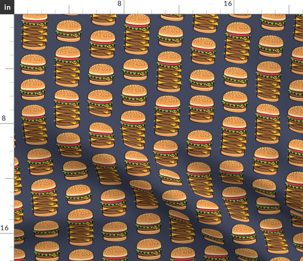 I love hamburgers - cookout fabric -adventure blue