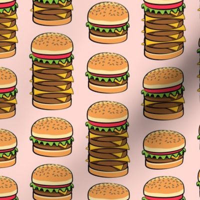 I love burgers - cookout fabric - pink
