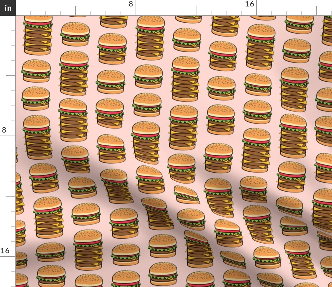 I love burgers - cookout fabric - pink