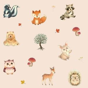 Woodland Critters on Beige