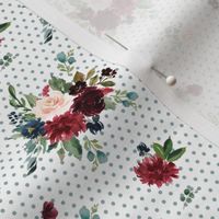 4" Rustic Boho Florals - Muted Blue Polka Dots
