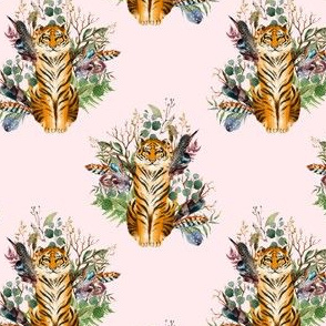 4" Boho Tiger Florals - Blush