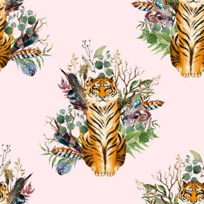 8" Boho Tiger Florals - Blush