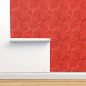 Vintage Matchbox Circles - Peach and Dark on Red