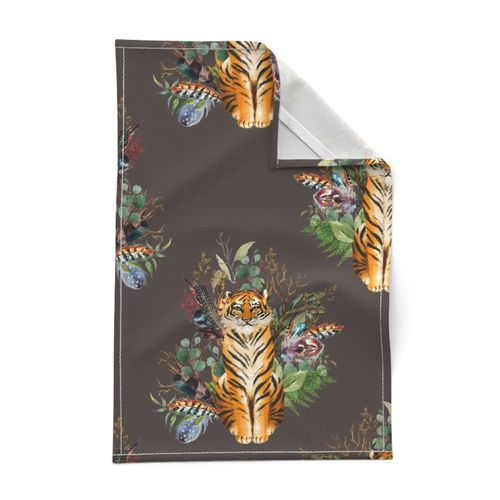 18" Boho Tiger Florals - Brown