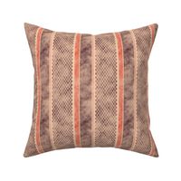 Vintage Matchbox Stripe - Red and Dark on Peach