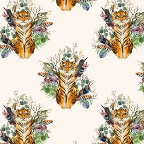 4" Boho Tiger Florals - Ivory