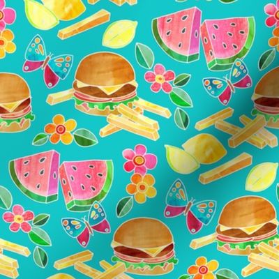 Cookout Collage with Burgers & Butterflies - small