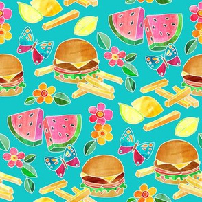 Cookout Collage with Burgers & Butterflies - small