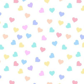 Rainbow hearts, scattered hearts, candy hearts