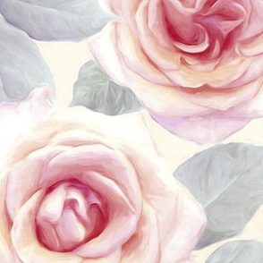 Over sized Mauve and Cream Painted Roses