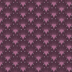 Art Deco Fans and Dots in Plum and Mauve - Small