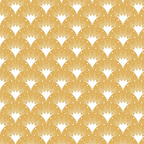 Art Deco Fans and Dots in Mustard and White - Small