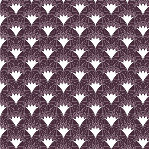 Art Deco Fans and Dots in Eggplant and White - Small