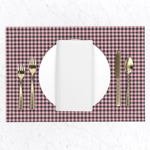 1/4" Pink + Charcoal Grey Buffalo Plaid - Woodland Critters Coordinate