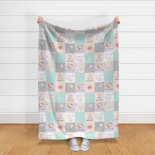 Baby Girl Woodland Patchwork Quilt Top - Nursery Bedding Blanket Pink Mint Peach Lavender GingerLous