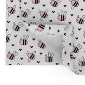 bumblebees pink on white