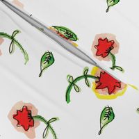 Watercolor red carnation white