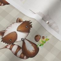 Raccoon on Cream Plaid for Boys Nursery GingerLous