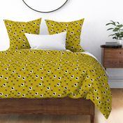 Sweet swans and cotton flowers botanical floral spring summer print spring yellow mustard