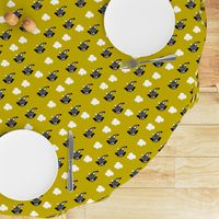 Little flying dragon bat fantasy kids illustration yellow mustard