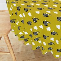 Little flying dragon bat fantasy kids illustration yellow mustard