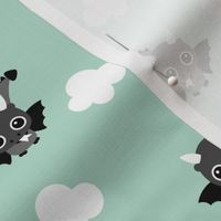 Little flying dragon bat fantasy kids illustration mint