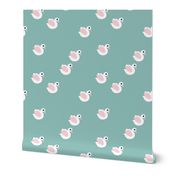 Sweet little swan spring theme cute kids animals in blue and pink