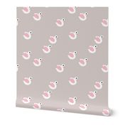 Sweet little swan spring theme cute kids animals in pastel beige and pink