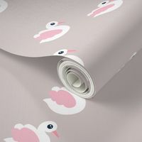 Sweet little swan spring theme cute kids animals in pastel beige and pink