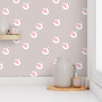 Sweet little swan spring theme cute kids animals in pastel beige and pink