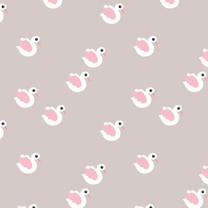 Sweet little swan spring theme cute kids animals in pastel beige and pink