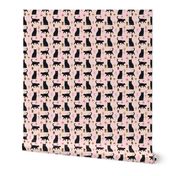 black cat ice cream cats fabric summer dessert food pink