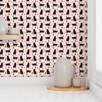 black cat ice cream cats fabric summer dessert food pink