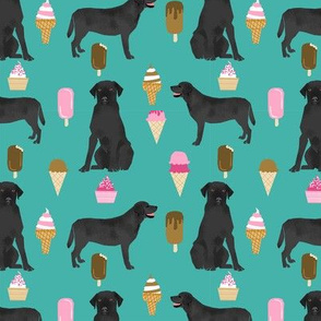 black labrador ice cream dog breed fabric summer dessert food black lab teal