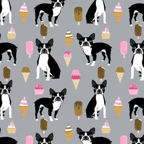 boston terrier ice cream dog breed fabric summer dessert food grey