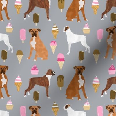 boxer ice cream dog breed fabric summer dessert food grey