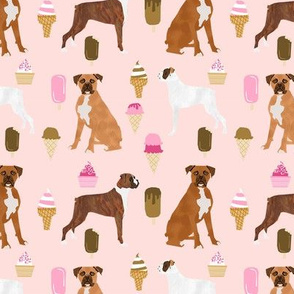 boxer ice cream dog breed fabric summer dessert food pink