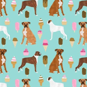 boxer ice cream dog breed fabric summer dessert food blue