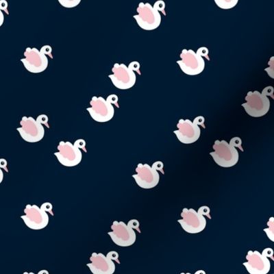 Sweet little swan spring theme cute kids animals in navy and pink