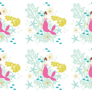 6 loveys: pink maui mermaid single motif brunette // no lines