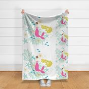 1 blanket + 2 loveys: pink maui mermaid single motif brunette // no lines