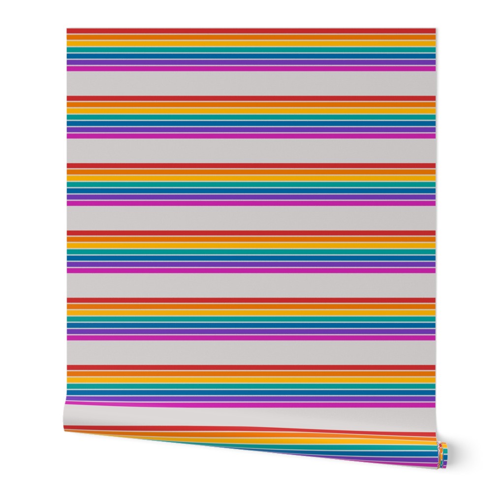 rainbow skinny stripe on grey