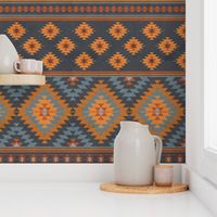 kilim orange grey