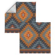 kilim orange grey